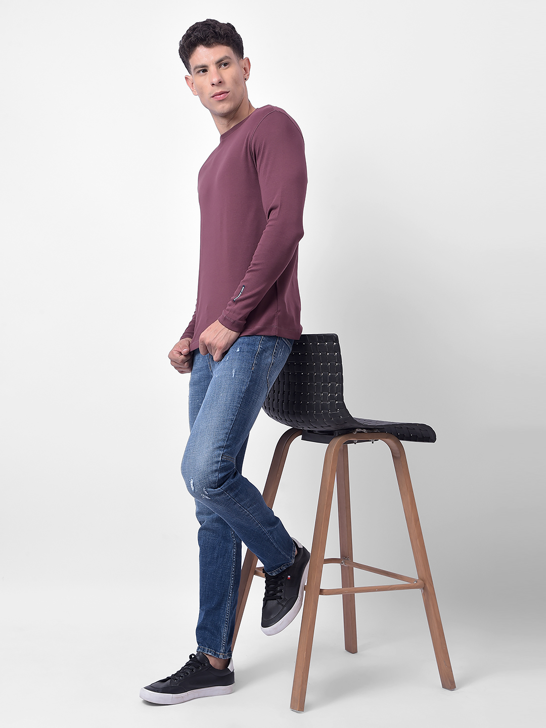 Numero Uno Men Maroon Crew Neck Slim Fit T-Shirt